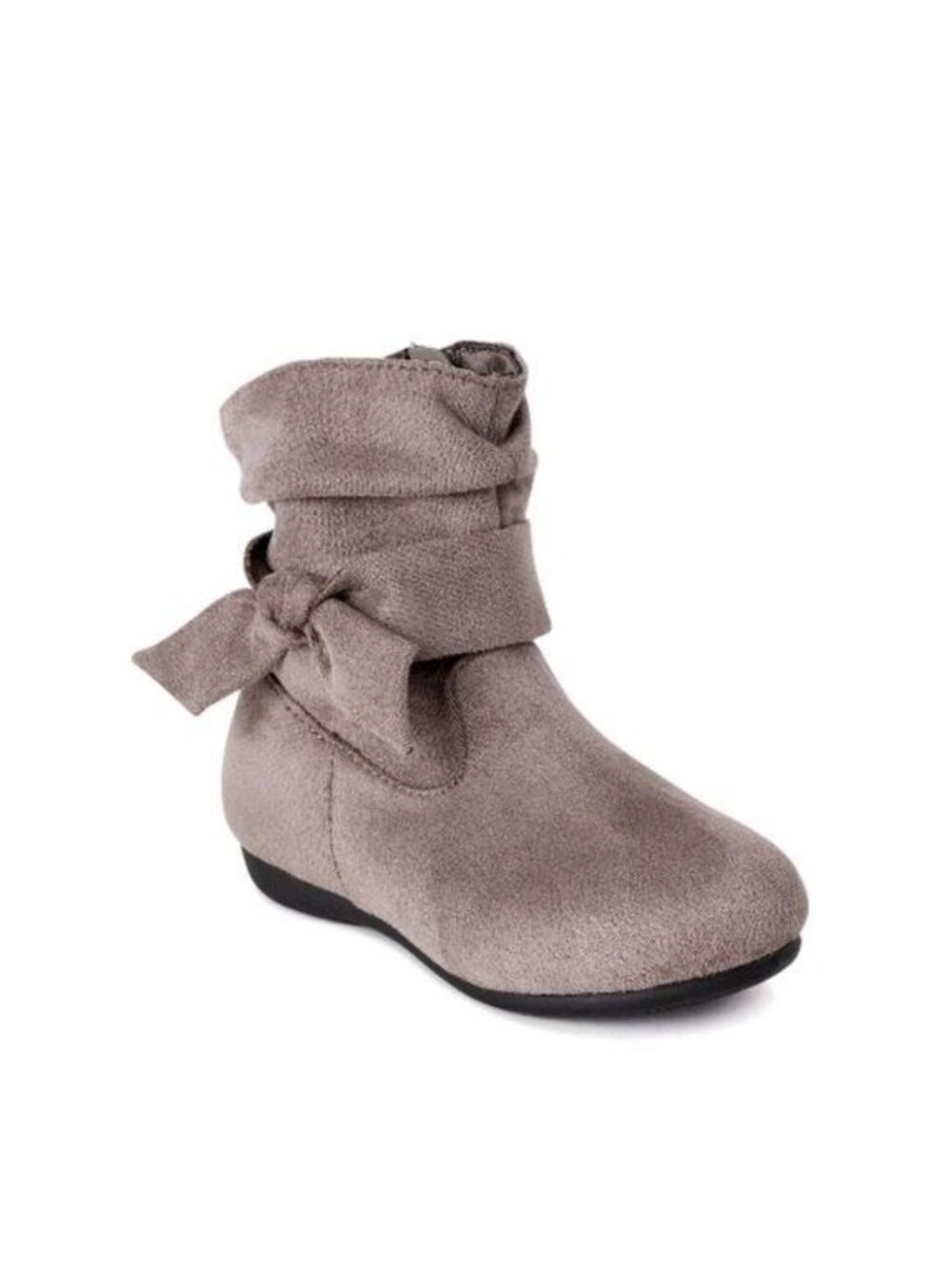 Wonder Nation toddler Size 10 Boots Girls Slouchy Gray Suede Bow & Side Zipper